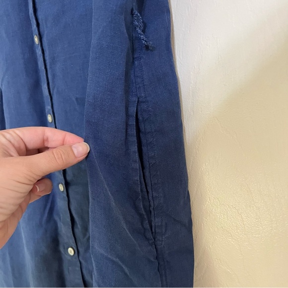 UNTUCKit Navy Blue Short Sleeve Nancy Linen Knee Length Dress Size 8 No Belt - Picture 7 of 10